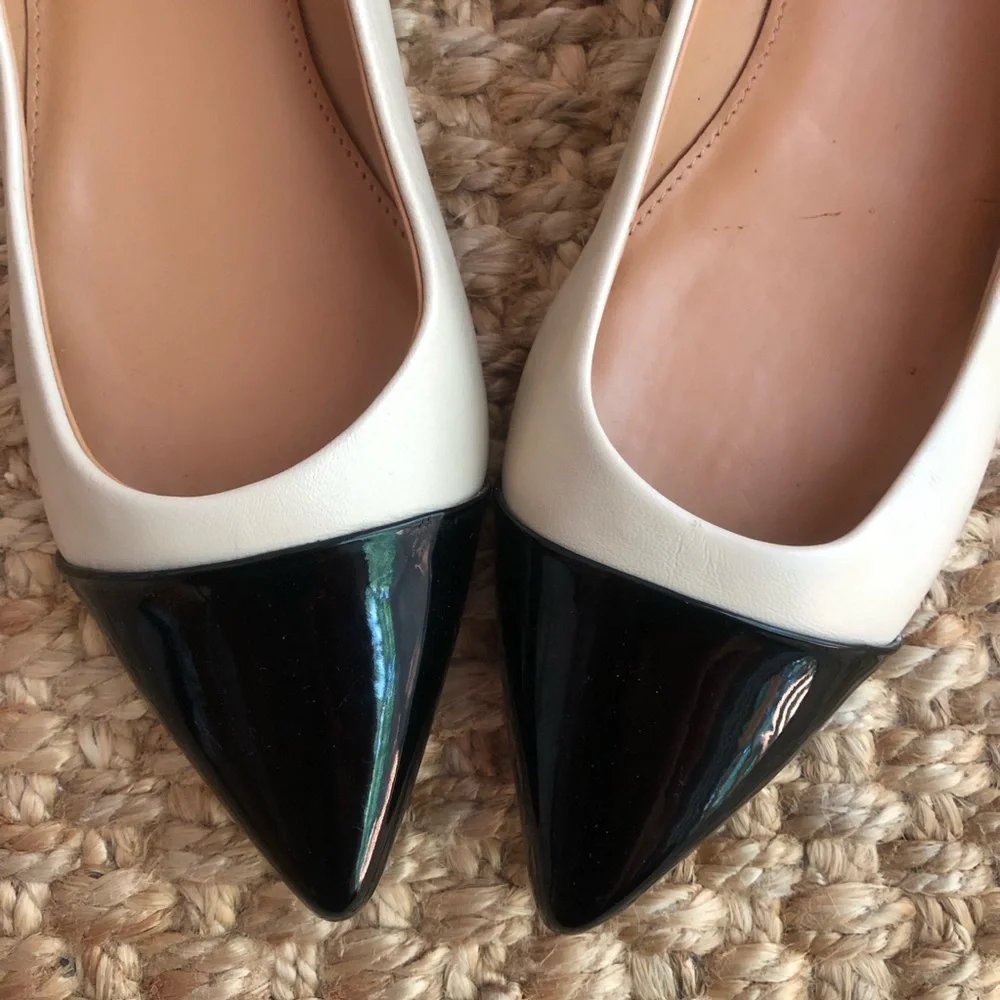 New: J Crew Marina leather pointy cap-toe flats. Size 9.5